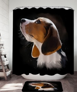 Adorable Dog Portrait Shower Curtain for Playful Bathroom Decor