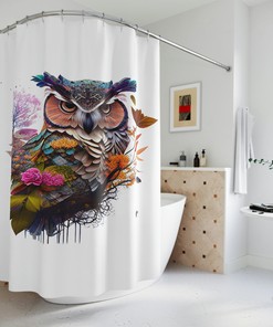 Aesthetic Luxury Owl Sherpa Shower Curtain for Restrooms