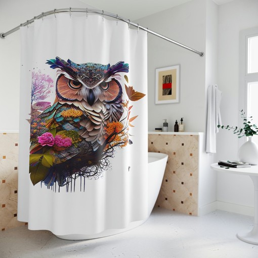 Aesthetic Luxury Owl Sherpa Shower Curtain for Restrooms