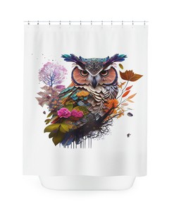 Aesthetic Luxury Owl Sherpa Shower Curtain for Restrooms
