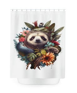 Aesthetic Luxury Sloth Sherpa Shower Curtain for Restrooms