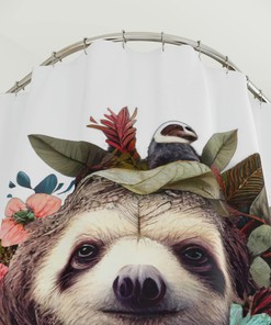 Aesthetic Luxury Sloth Sherpa Shower Curtain for Restrooms