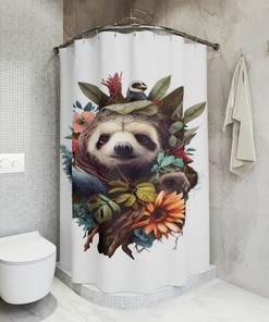 Aesthetic Luxury Sloth Sherpa Shower Curtain for Restrooms