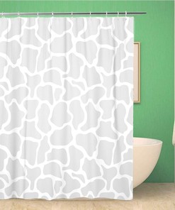 Africa Giraffe Light Grey Abstract Safari Collection Shower Curtain - Gray African Fabric Bathroom Decor