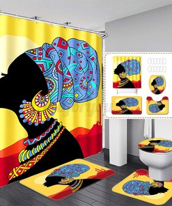 African American Art Shower Curtain for Cultural Bathroom Decor