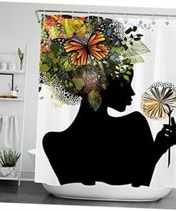 African American Black Girl and Nature Landscape Shower Curtain for Unique and Modern Bathroom Decor