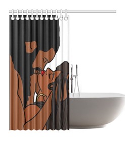 African American Couple Love Black Shower Curtain for Heartwarming Bathroom Decor