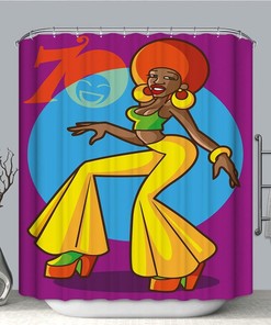 African American Disco Dancing Shower Curtain Set for Groovy Bathroom Decor