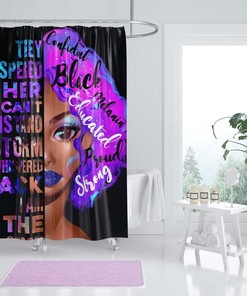 African American Girl Inspirational Slogan Bathroom Shower Curtain