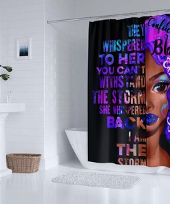 African American Girl Inspirational Slogan Bathroom Shower Curtain