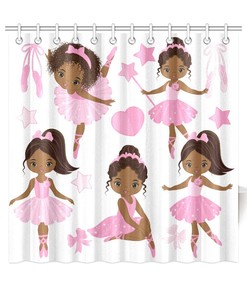 African American Girls Ballerina Bathroom Curtain - Free Worldwide Shipping for Home Decor