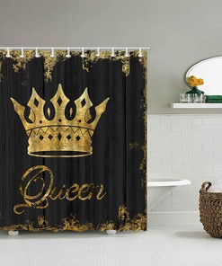 African American Gold Queen Crown Shower Curtain - Rustic Bath Decor