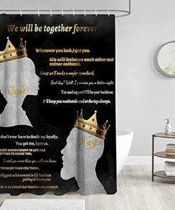 African American King Shower Curtain - Regal Black and Gold Bathroom Decor with Royal Print