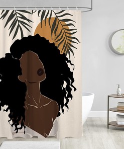 African American Waterproof Shower Curtain with Minimalist Design, Perfect for Girls Bathroom Decor