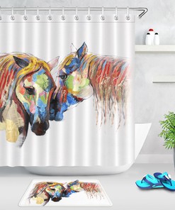African American Woman Shower Curtain - Abstract Design with Fabric Material and Sexy Plant Theme for Bathroom Decor
