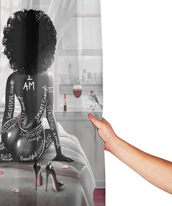 African Bathrooms Black Girl Shower Curtain - Trendy Fabric Bath Decor