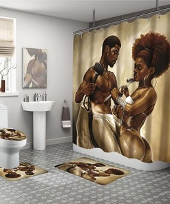 African Couple Sculpture Art Shower Curtain for an Artistic Bathroom Decor