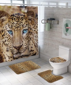 African Leopard Print Shower Curtain - Durable and Waterproof Bathroom Curtain for Safari Decor