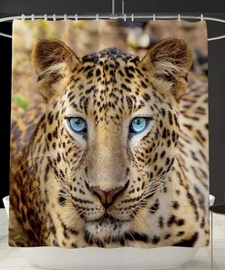 African Leopard Print Shower Curtain - Durable and Waterproof Bathroom Curtain for Safari Decor