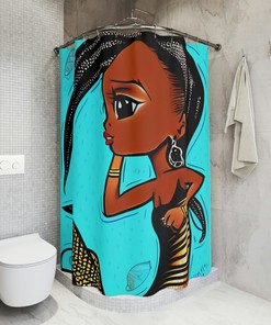 African Mermaid Ocean Art Shower Curtain