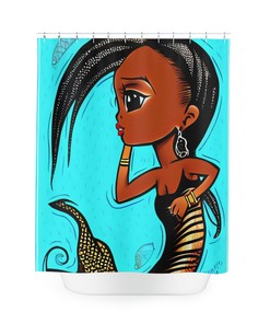 African Mermaid Ocean Art Shower Curtain