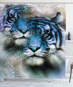 African Safari Tigers Animal Print Shower Curtain for Bathroom