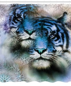 African Safari Tigers Animal Print Shower Curtain for Bathroom