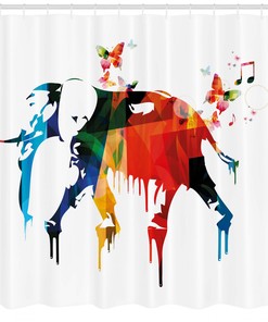African Wild Elephant Print Abstract Shower Curtain for Safari Bathroom Decor