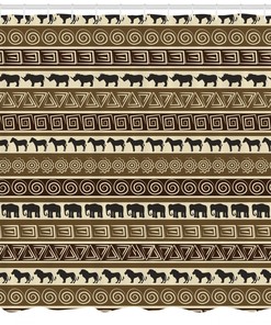 African Wildlife Geometric Pattern Shower Curtain