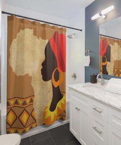 African Woman African Print Shower Curtain