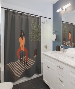 Afro Black Girl Graffiti Art Design Shower Curtain for Chic and Fun Bathroom Decor
