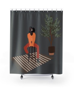 Afro Black Girl Graffiti Art Design Shower Curtain for Chic and Fun Bathroom Decor