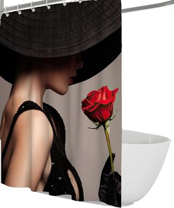 Afrocentric Black Girl Futuristic Design Shower Curtain for Nature-Inspired Bathroom Decor