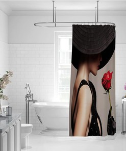 Afrocentric Black Girl Futuristic Design Shower Curtain for Nature-Inspired Bathroom Decor