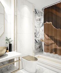 Agate Quartz and Marble Fancy Boho Shower Curtain with Earth Tone Print
