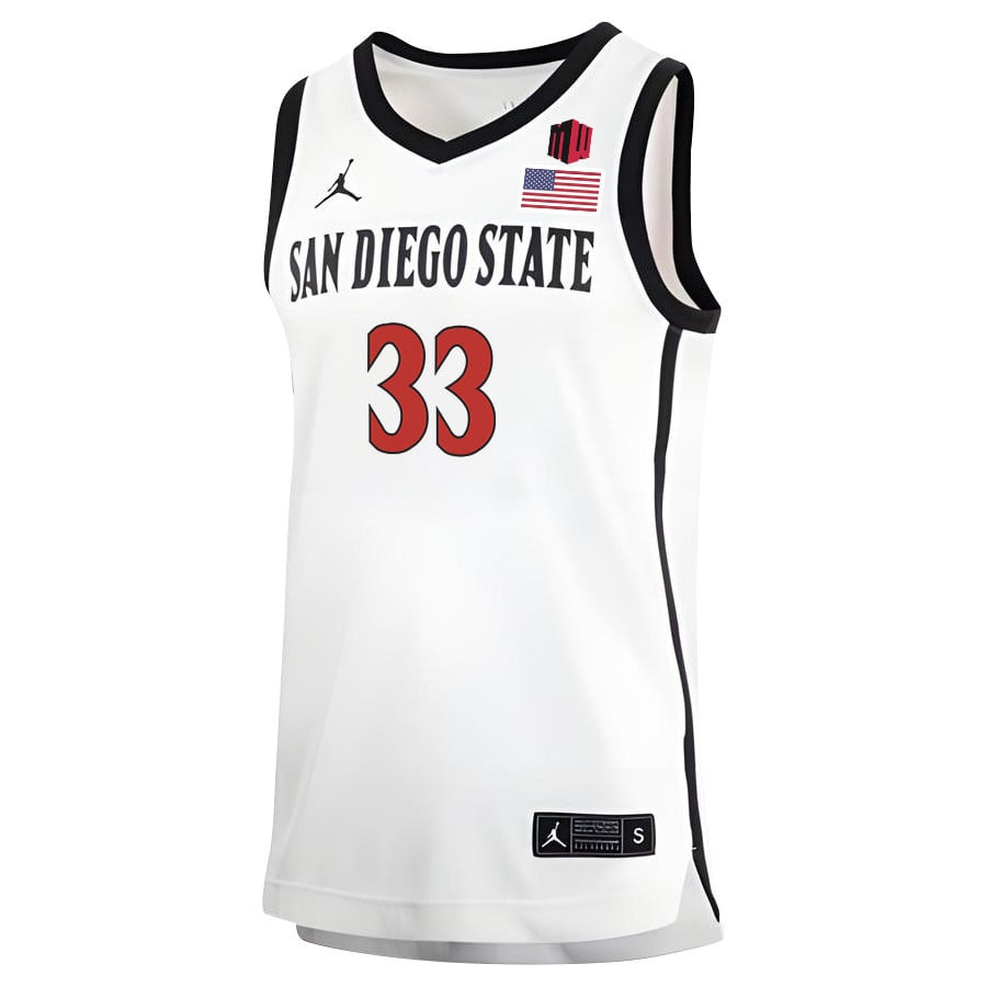 Aguek Arop 33 San Diego State Aztecs 2023 Basketball Jersey MW Logo- Men White