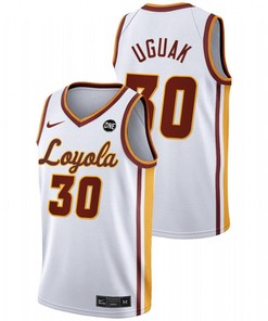 Aher Uguak 30 White Loyola Ramblers 2022 College Basketball MVC Championship Jersey