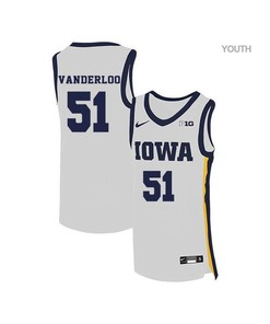 Aidan Vanderloo 51 Iowa Hawkeyes Elite Basketball Youth Jersey - White