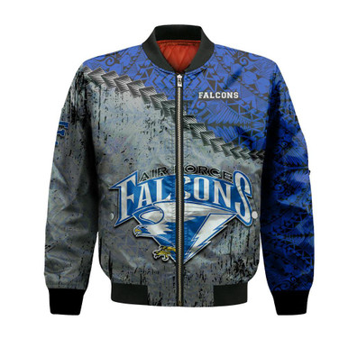 Air Force Falcons Bomber Jacket Grunge Polynesian Tattoo- NCAA
