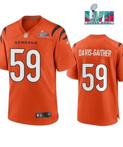 Akeem Davis Gaither 59 Cincinnati Bengals Super Bowl LVII Men Game Jersey- Orange