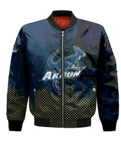 Akron Zips Bomber Jacket Basketball Net Grunge Pattern- NCAA