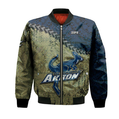 Akron Zips Bomber Jacket Grunge Polynesian Tattoo- NCAA