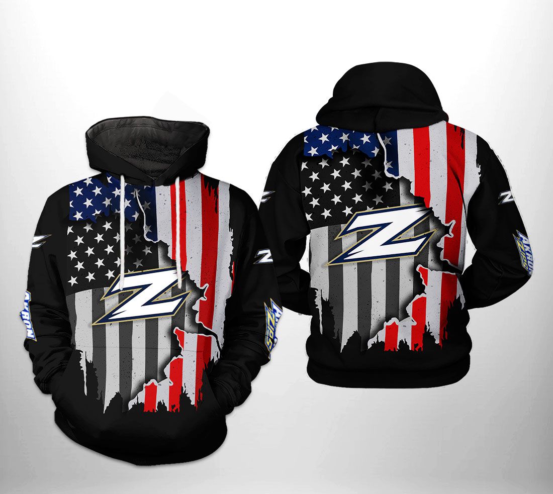 Akron Zips NCAA US Flag 3D Printed Hoodie/Zipper Hoodie Ver 1