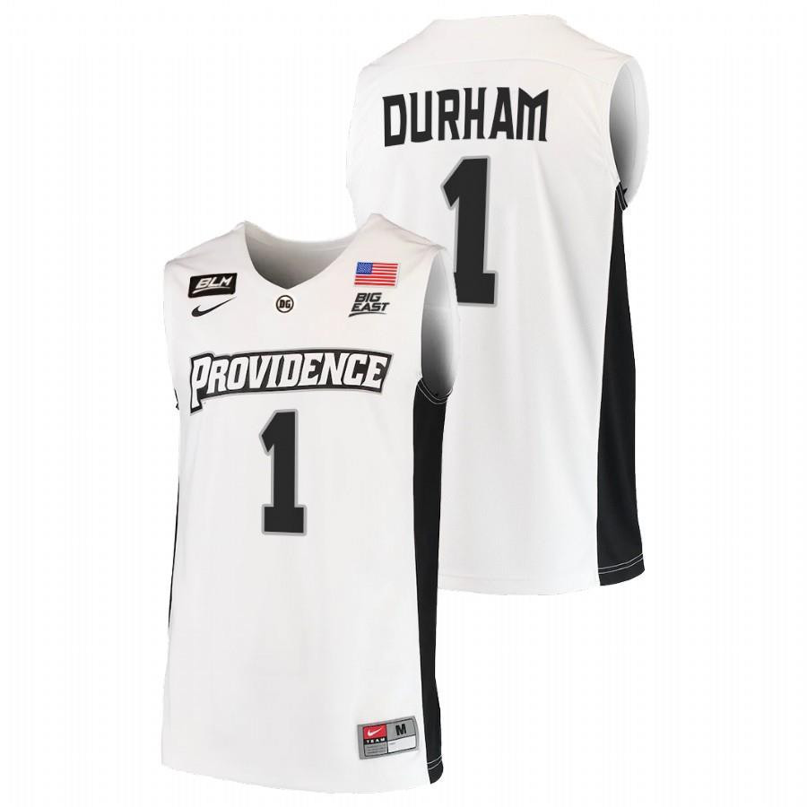 Al Durham 1 Providence Friars 2023 College Basketball BLM Men Jersey - White