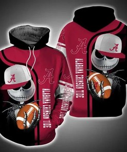 Alabama Crimson Tide And Jack Skellington 3D Hoodie Alabama Crimson Tide Gifts for Her