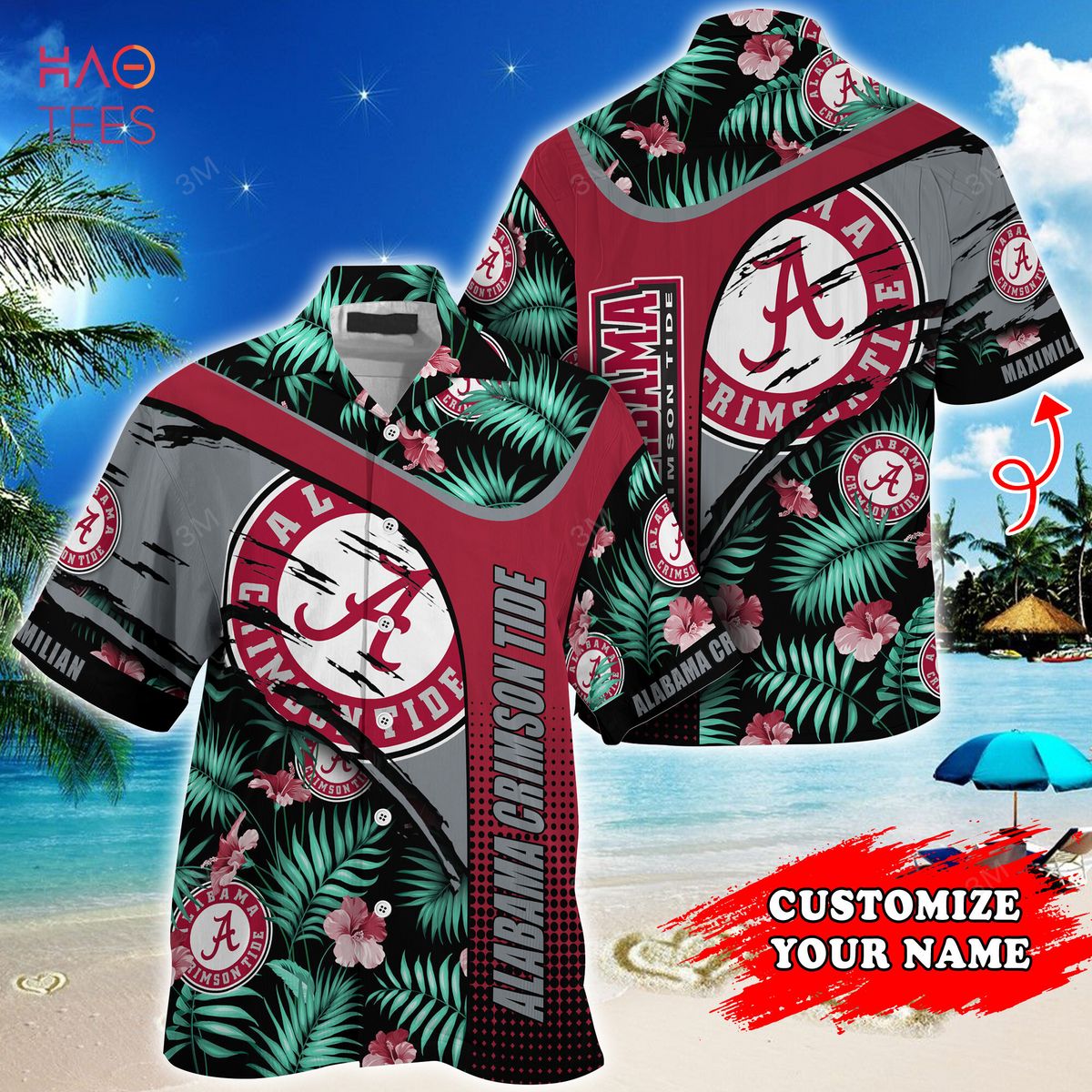 Alabama Crimson Tide Customized Summer Hawaiian Shirt, With Tropical Pattern for Fans