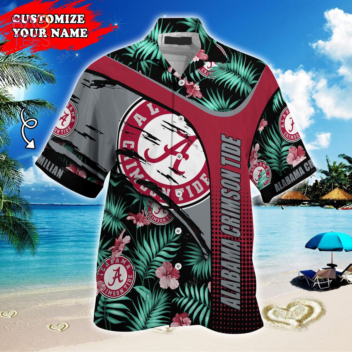 Alabama Crimson Tide Customized Summer Hawaiian Shirt, With Tropical Pattern for Fans