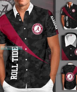 Alabama Crimson Tide Football Curved Camo Pattern Hawaiian Shirt