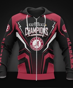 Alabama Crimson Tide Hoodie 3D Zip Hoodie