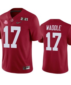 Alabama Crimson Tide Jaylen Waddle 2021 National Champions Crimson Jersey
